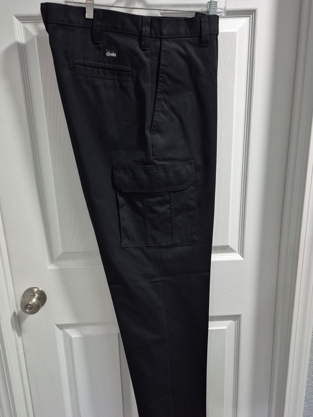 Men's Black Cargo Pants with Utility Pocket 34X36